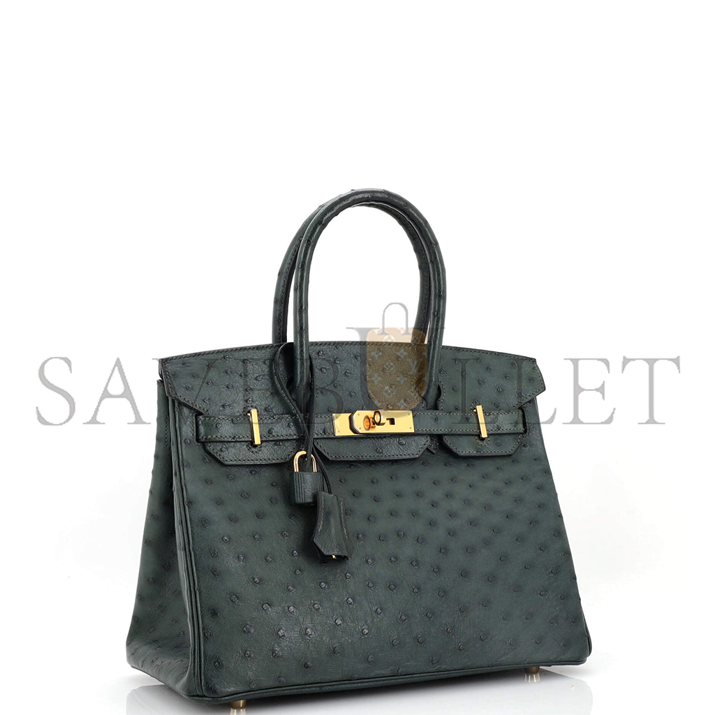 H**mes master birkin 25 ostrich olive gold buckle h041944ck79 (25*20*13cm)